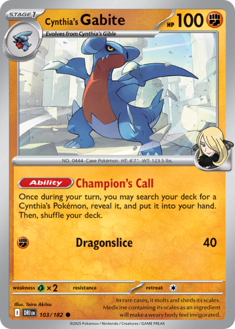 Cynthia's Gabite - DRI #103 - Reverse Holo