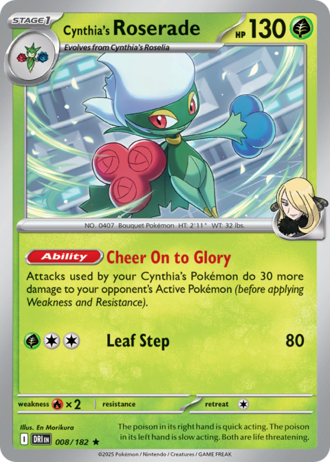 Cynthia's Roserade - DRI #8 - Reverse Holo