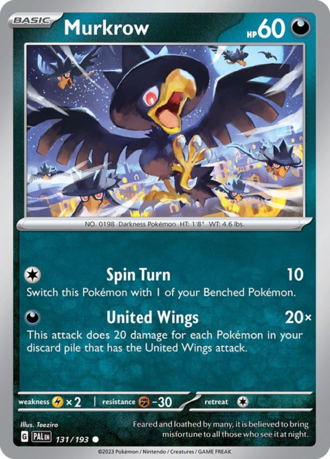 Murkrow - PAL #131 - Reverse Holo
