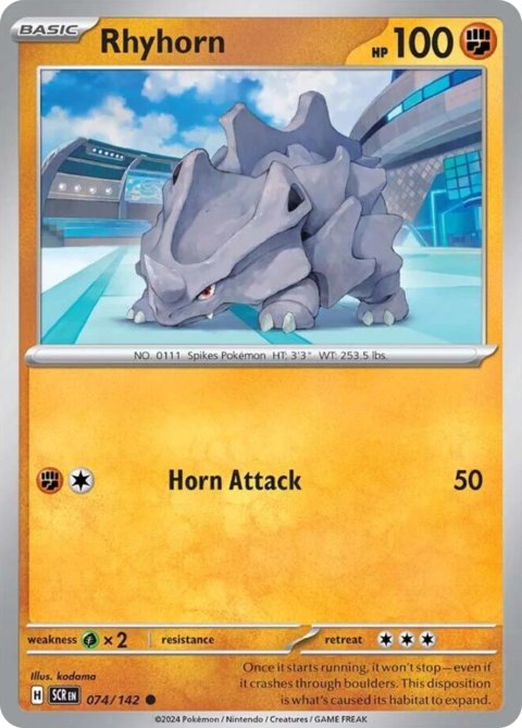 Rhyhorn - SCR #74 - Reverse Holo