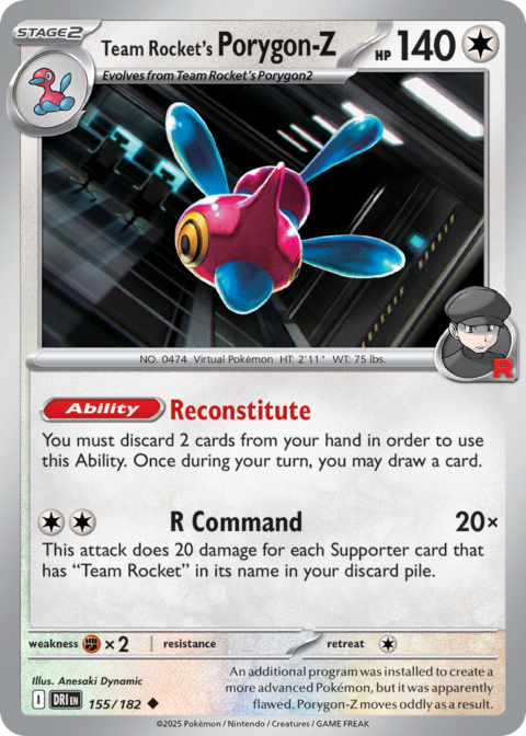 Team Rocket's Porygon-Z - DRI #155 - Reverse Holo
