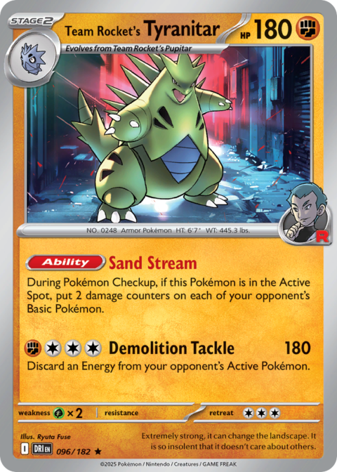 Team Rocket's Tyranitar - DRI #96 - Reverse Holo
