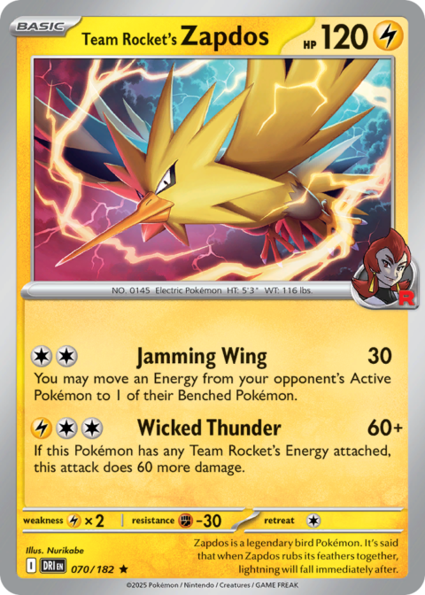 Team Rocket's Zapdos - DRI #70 - Holo