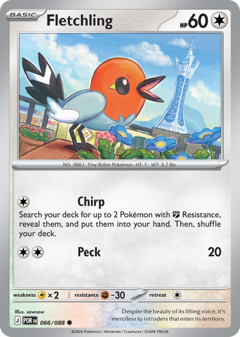 Fletchling - POR #66 - Reverse Holo