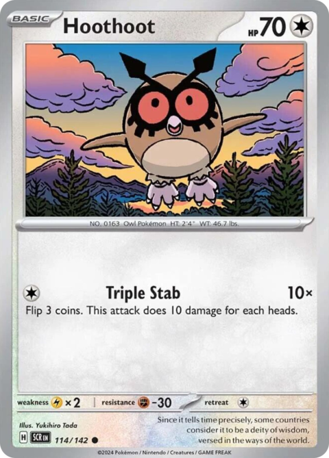 Hoothoot - SCR #114 - Reverse Holo