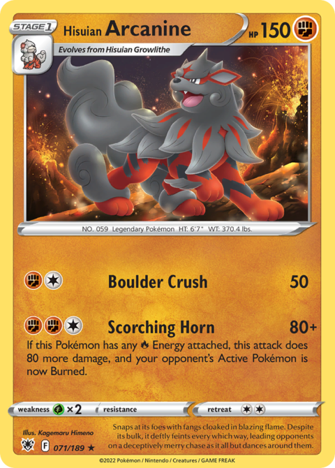 Hisuian Arcanine - ASR #71 - Normal