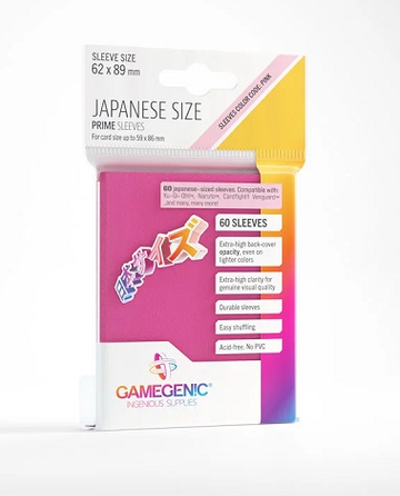 Gamegenic: Prime Sleeves: Small/Japanese Size - Pink (Lyserød) 60 stk.